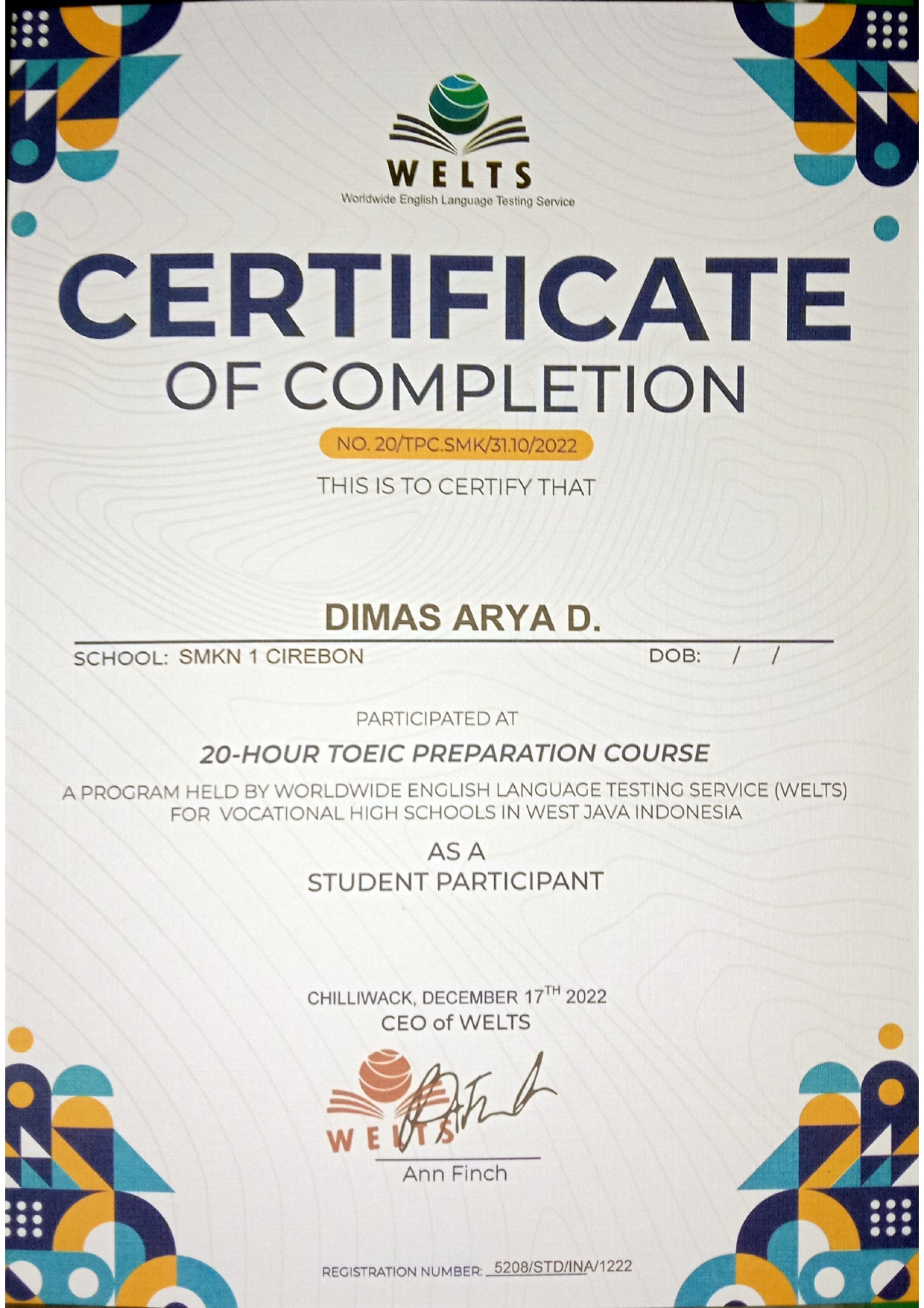Certificate of Completion
